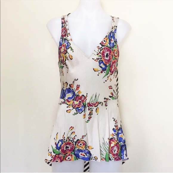 Anthropologie Tops - Tiny Anthropologie v neck silk front tank top